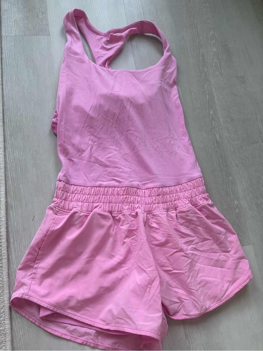 aerie Pink Racerback Romper With Elastic Waist